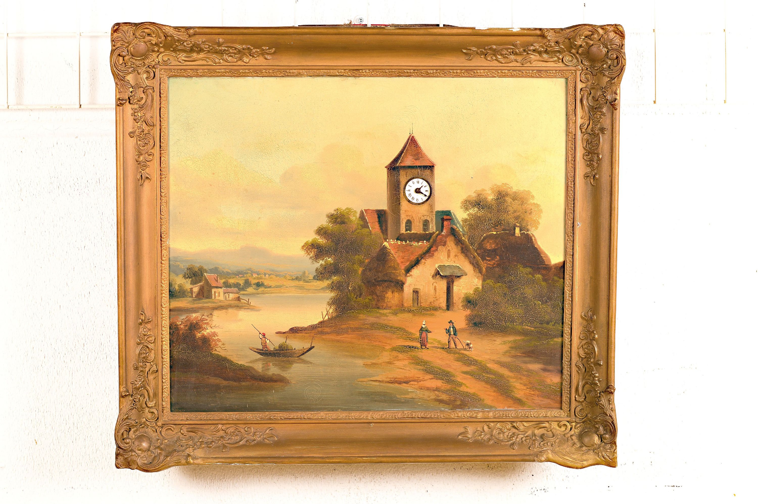 Image 27020691 - Bilderuhr, Frankreich um 1850, gestuckter und profilierter Holzrahmen, sek. brüniert, ...