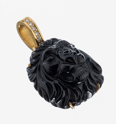 Image 18 kt Gold Onyx-Brillant-Anhänger, GG 750/000, Onyx geschnitten und pol., Darstellung ...