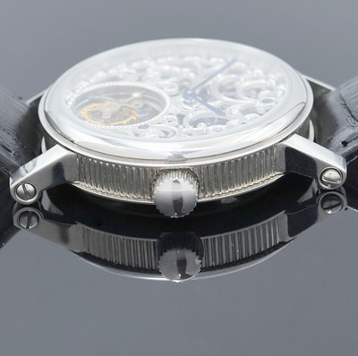 27020644d - Flying Tourbillon Herrenarmbanduhr in Stahl, China um 2000, Handaufzug, beids. vergl. ...