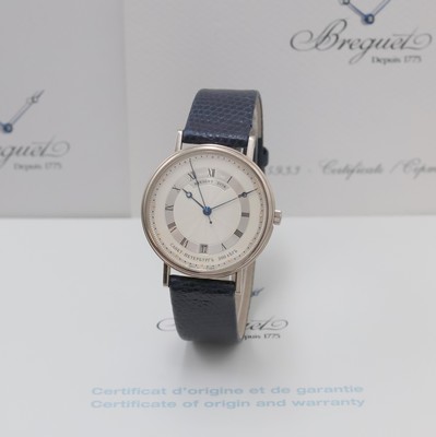 Image BREGUET Classique rare, to 100 pieces limited 18k white gold gents wristwatch reference ...
