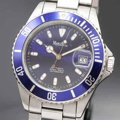 27020653a - MARCELLO C Herrenarmbanduhr Nettuno 3 Referenz 2007, Schweiz um 2010, Automatik, beids. ...