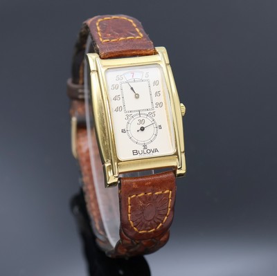 27020660b - BULOVA vergoldete Armbanduhr mit springender Stunde Referenz 8.098.1.0.10, Schweiz um ...