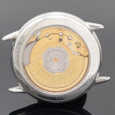 27020669c - HARWOOD / FORTIS Armbanduhr in Stahl, Schweiz um 1990, beids. vergl. Geh., Boden ...