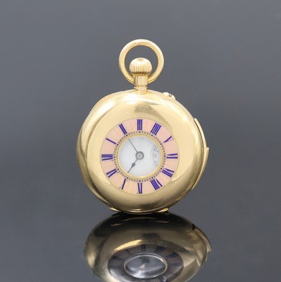 27020679a - Halbsavonette in GG 755/000 mit 1/4 Stundenrepetition, Schweiz um 1910, glattes Geh. l. ...