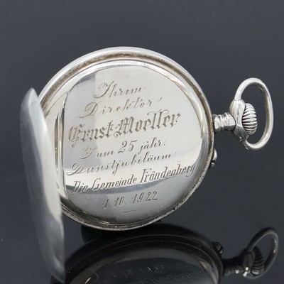 27020682b - J.ASSMANN Glashütte offene Taschenuhr in 900er Silber, Deutschland um 1920, glattes ...