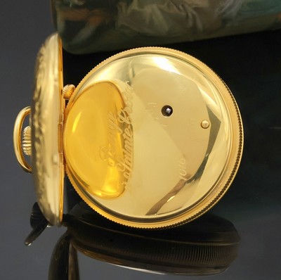 27020683c - REUGE Taschenuhr mit Wecker-Spieluhr und Figurenautomat, Schweiz um 1990, verg. Geh., ...