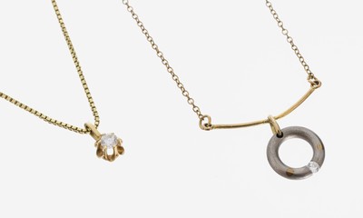 Image 8 kt Gold Konvolut, GG 333/000, best. aus: Collier mit Brillant ca. 0.10 ct ...