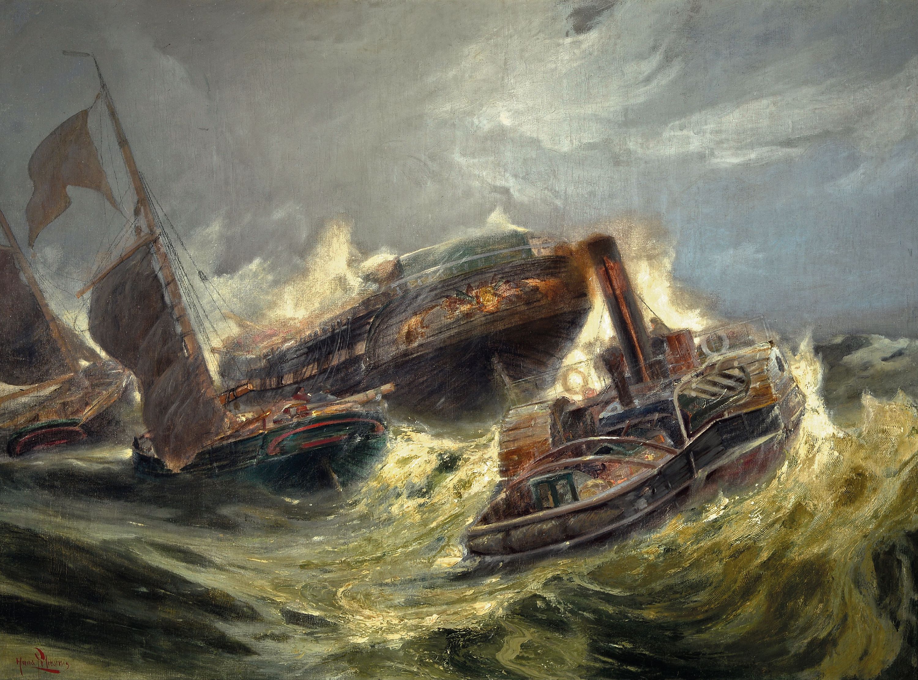 Image 27020731 - Hans Ritter von Petersen, 1850 Husum - 1914 München, deutscher Marinemaler, großes ...