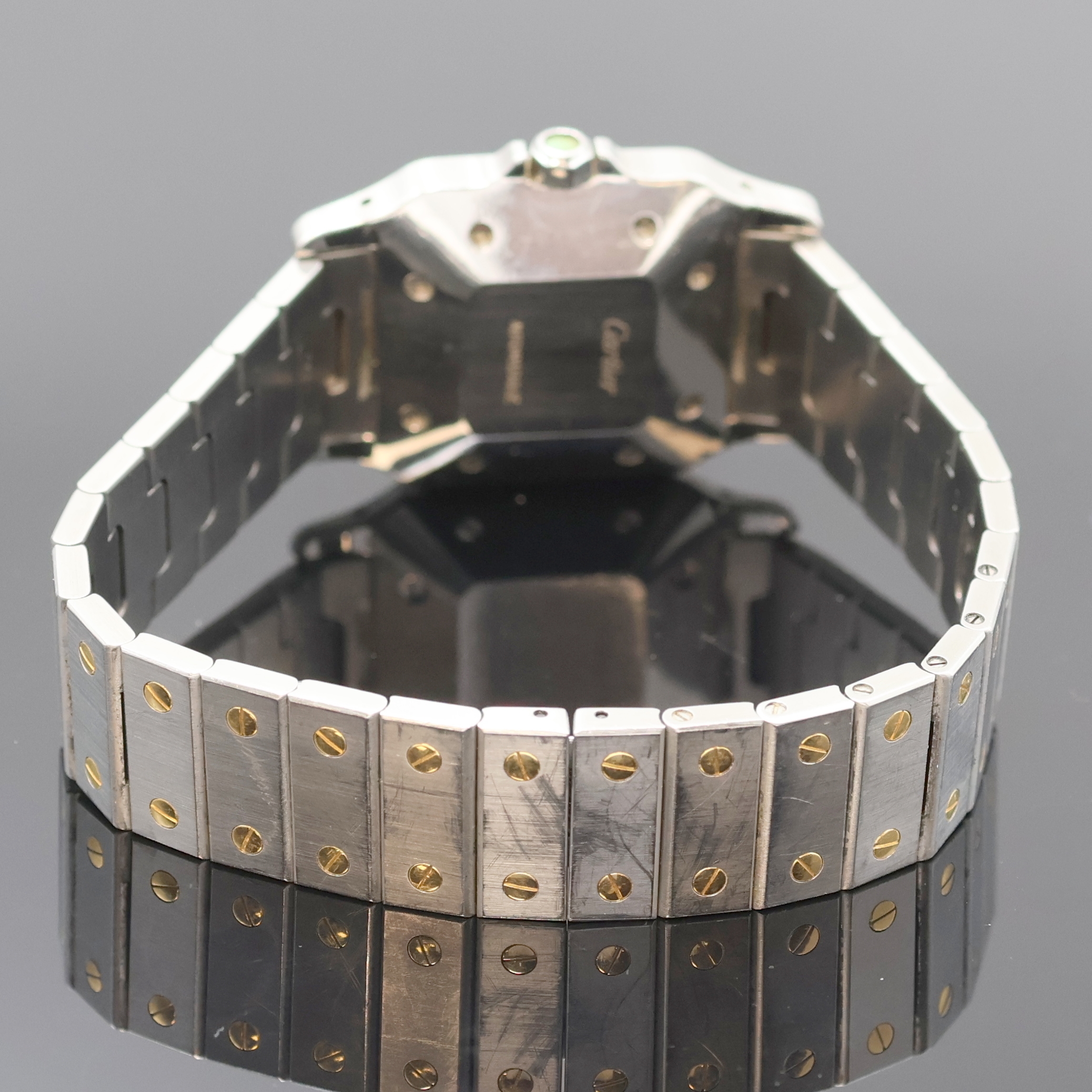 Detail b: CARTIER Santos Herrenarmbanduhr in Edelstahl/Gold, Schweiz um 1990, Automatik, Monocoque-Geh., orig. Gliederband m. dopp. Faltschl., Schmuckkrone ...