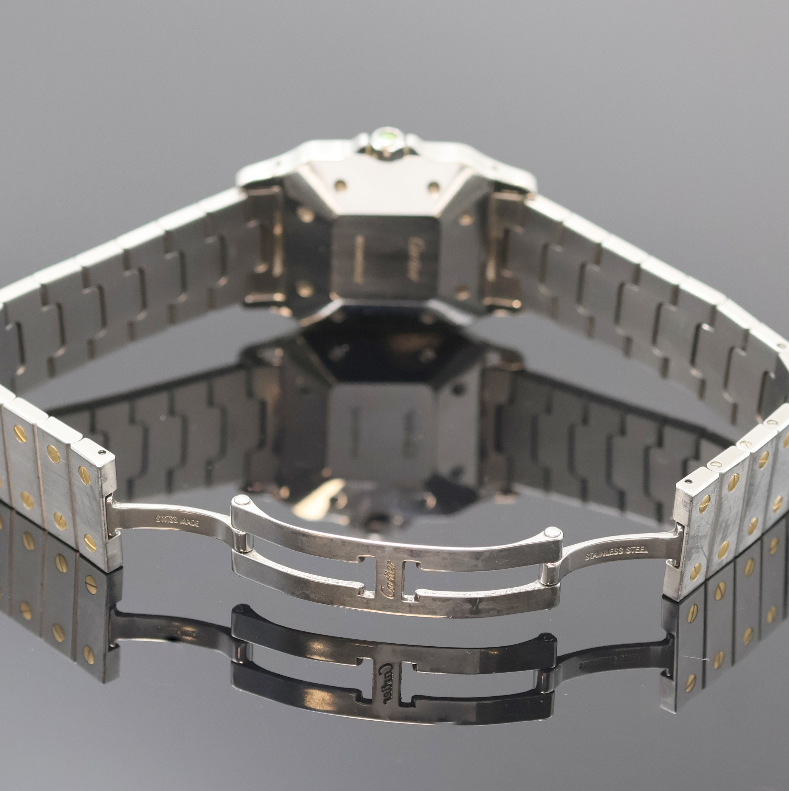 Detail c: CARTIER Santos Herrenarmbanduhr in Edelstahl/Gold, Schweiz um 1990, Automatik, Monocoque-Geh., orig. Gliederband m. dopp. Faltschl., Schmuckkrone ...