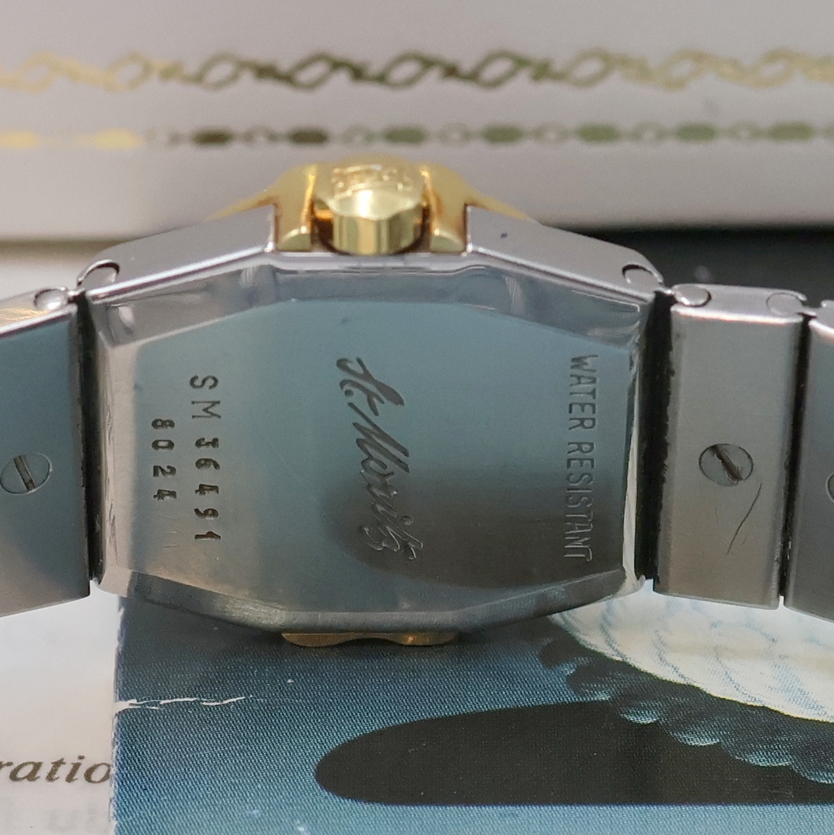 Detail e: CHOPARD St. Moritz Damenarmbanduhr in Edelstahl/Gold Referenz 8024, Schweiz um 1990, quarz, Monocoque-Geh. inkl. Gliederband m. dopp. Faltschl., ...