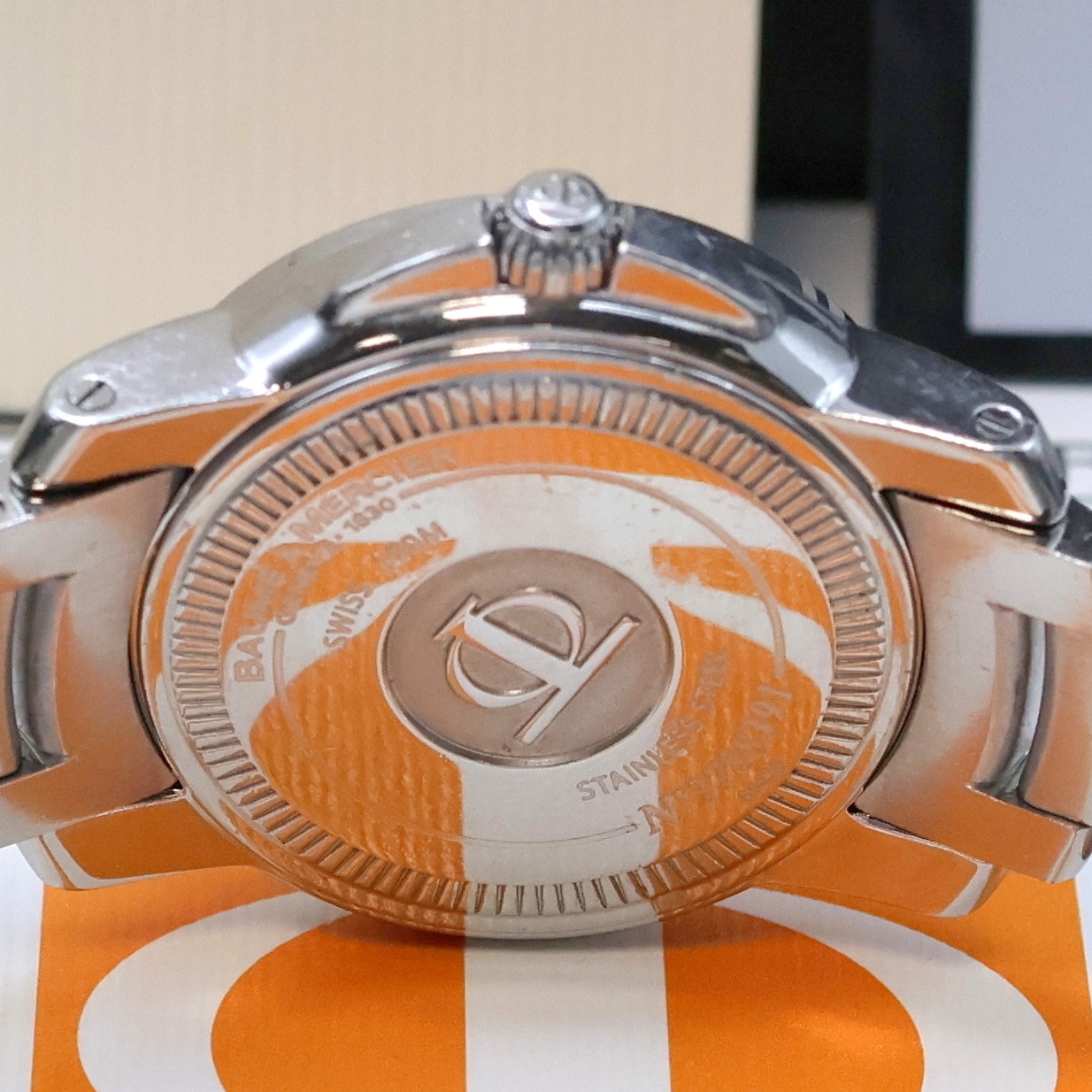 Detail d: BAUME & MERCIER Capeland Armbanduhr in Edelstahl Referenz 65435, Schweiz verk. lt. beil. Pap. 12/2004, quarz, orig. Gliederband m. dopp. Faltschl., ...