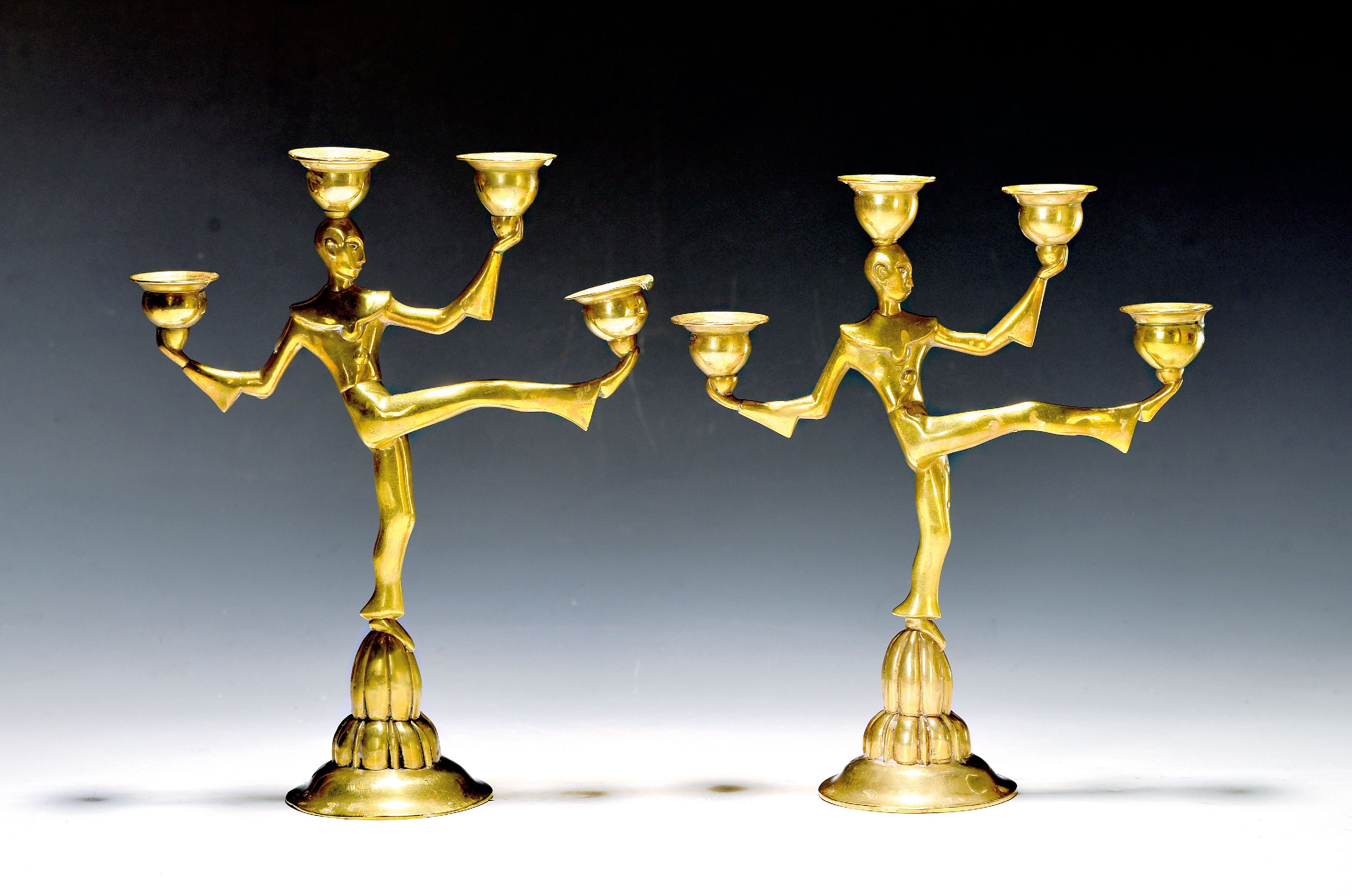 Image 27020766 - Paar Figurenleuchter ´Bajazzo´, Albert Gustav Bunge (1893-1967), um 1922, Messing, ...