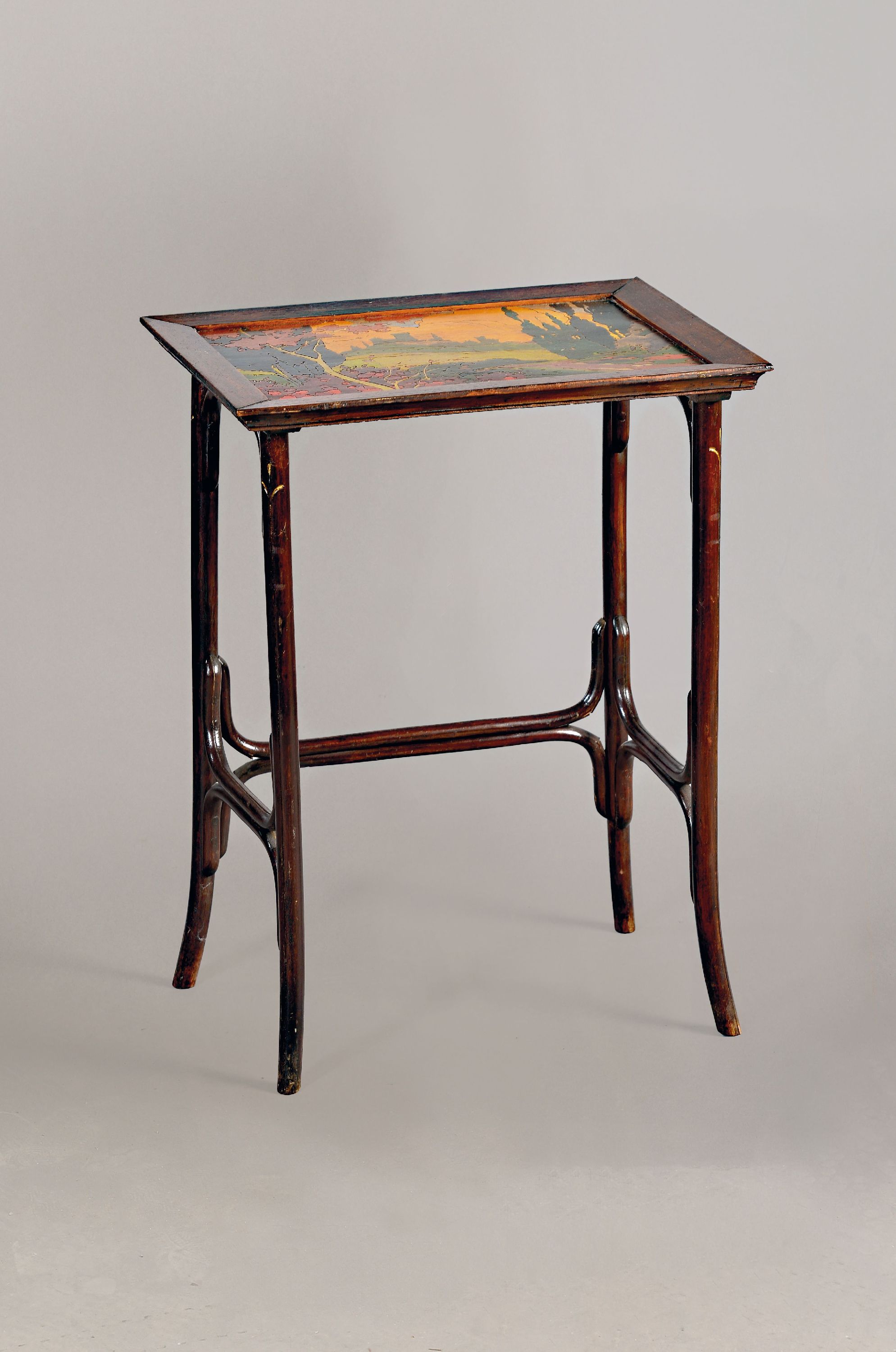 Image 27020775 - Beistelltischchen mit Brandmalerei nach Emile Bernard (1868-1941), Anfang 20.Jh., Holz, ...