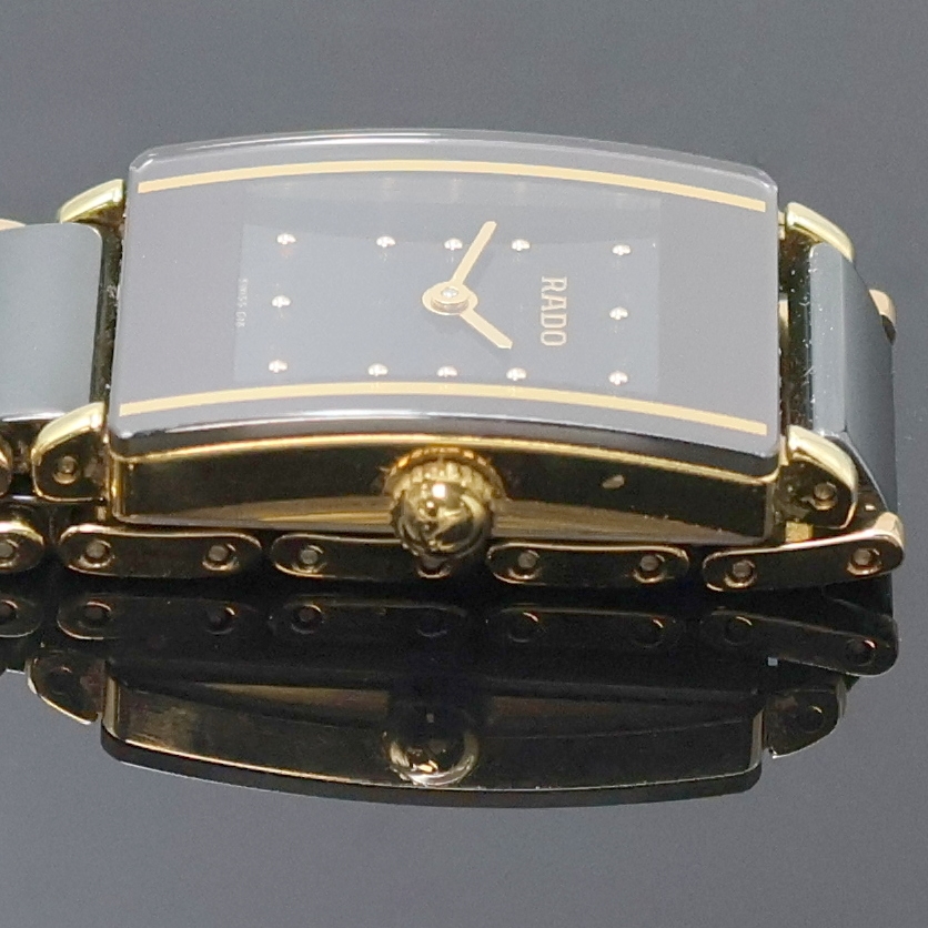 Detail c: RADO DiaStar Damenarmbanduhr Referenz 153.0383.3, Schweiz um 1990, quarz, verg. Edelstahlgeh. m. 4-fach verschr. Boden, Keramikband m. verg. ...