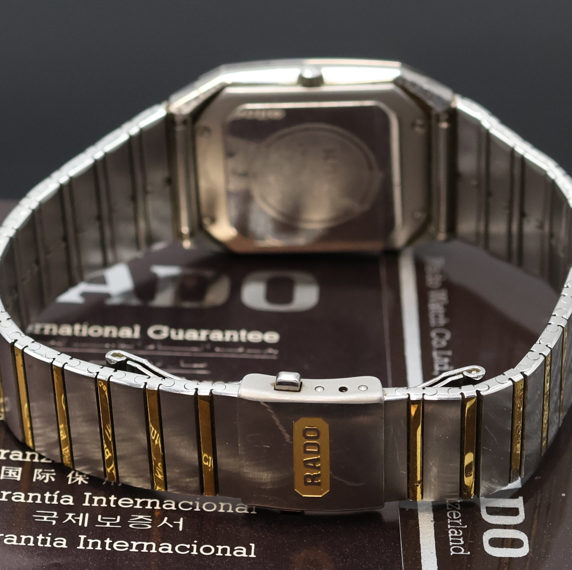 Detail b: RADO DiaStar Jubile Armbanduhr in Stahl Referenz 151.0202376, Schweiz verk. lt. Pap. 11/1985, quarz, Boden 4-fach verschr., Gliederband m. dopp. ...