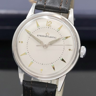 27020777a - ETERNA-MATIC Armbanduhr in Edelstahl, Schweiz um 1990, Automatik, 3-teil. Geh., Boden u. ...