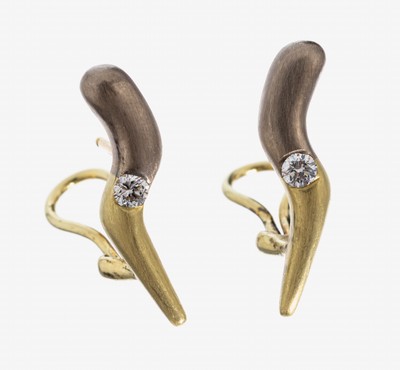 Image Paar 14 kt Gold Brillant-Ohrstecker, GG/WG 585/000 gepr., 2 Brillanten zus. ca. 0.20 ct ...