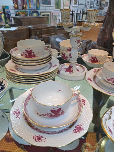 27020800b - Service, Herend, 20. Jh., Porzellan, purpurfarbene Bemalung, Apponyi purpur, ...