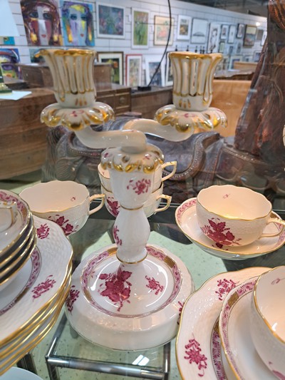 27020800f - Service, Herend, 20. Jh., Porzellan, purpurfarbene Bemalung, Apponyi purpur, ...