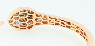 27021223f - 18 kt Gold BULGARI Saphir-Brillant-Malachit- Armspange, RG 750/000, Modell Serpenti ...
