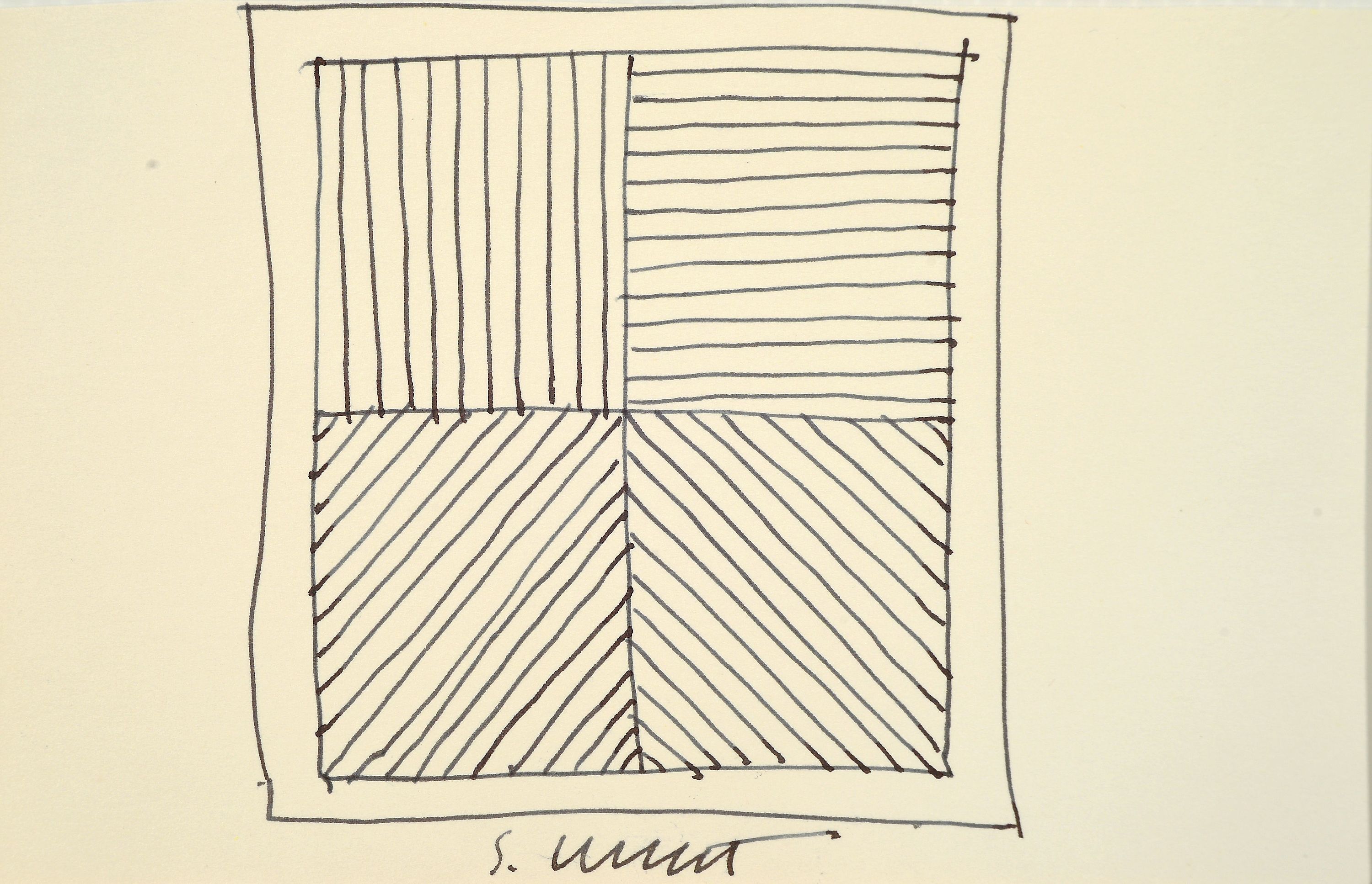 Image 27021421 - Sol Lewitt, 1928-2007, kleine Zeichnung in Tinte auf Bütten, mittig unten sign., ...