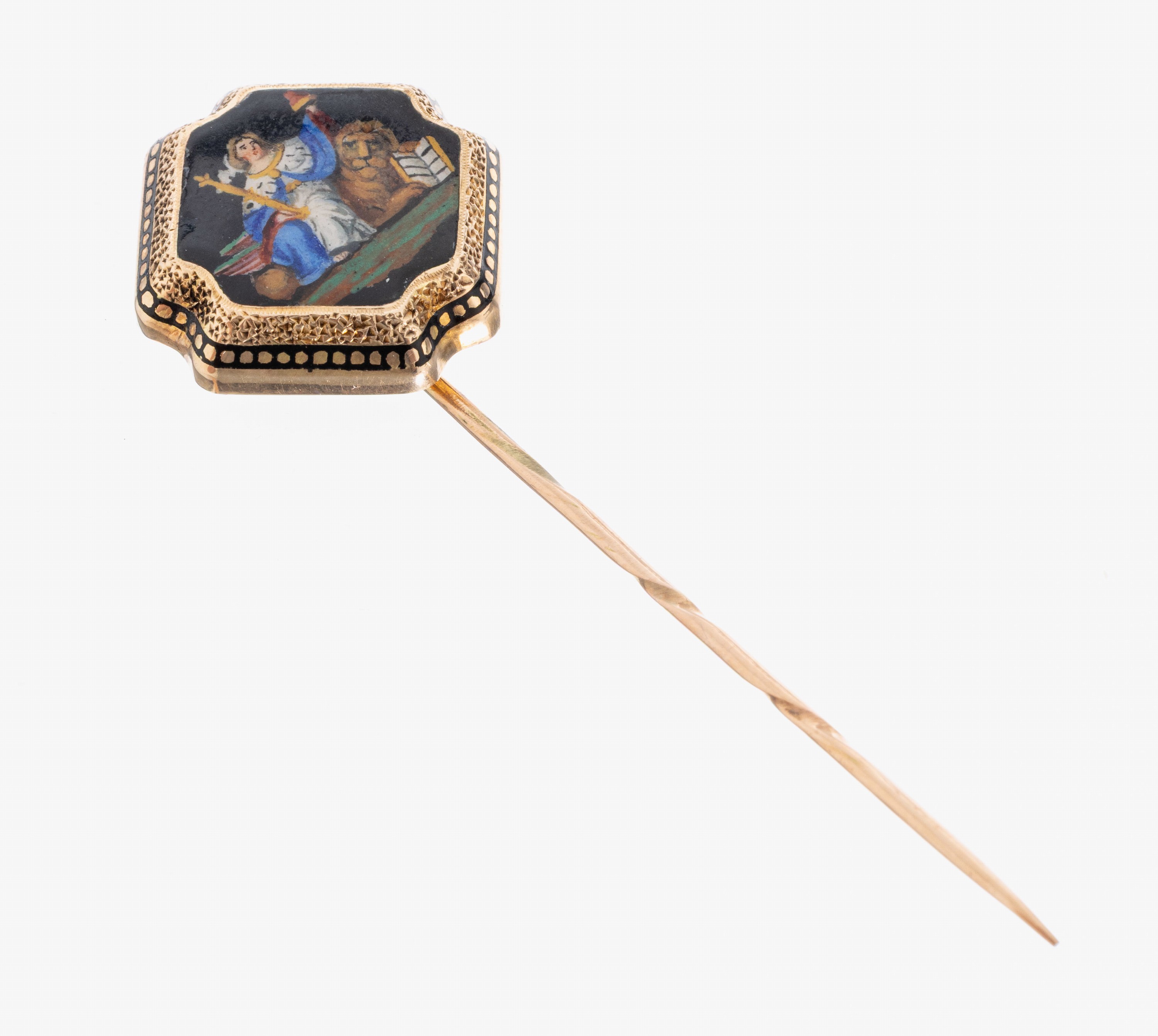 Image 27021430 - 14 kt Gold Anstecknadel mit Miniaturmalerei, um 1890, RG 585/000, Malerei mit königl. ...
