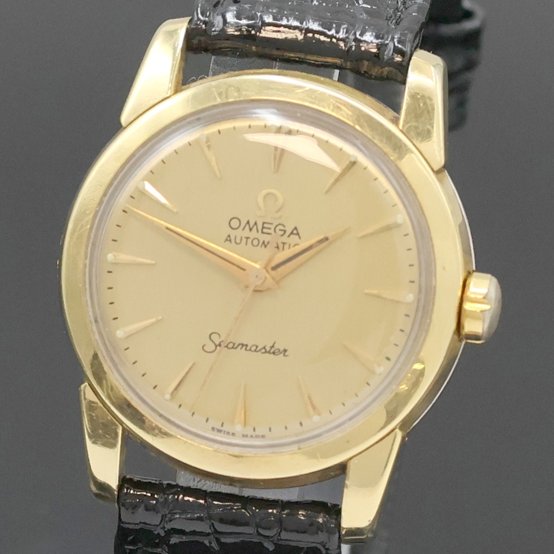 Detail a: OMEGA Seamaster Armbanduhr in Stahl/Gold Referenz 2828-11 SC, Schweiz um 1956, Automatik, 2-teil. Geh., Boden aufgedr., gold. Zifferbl. rest., ...