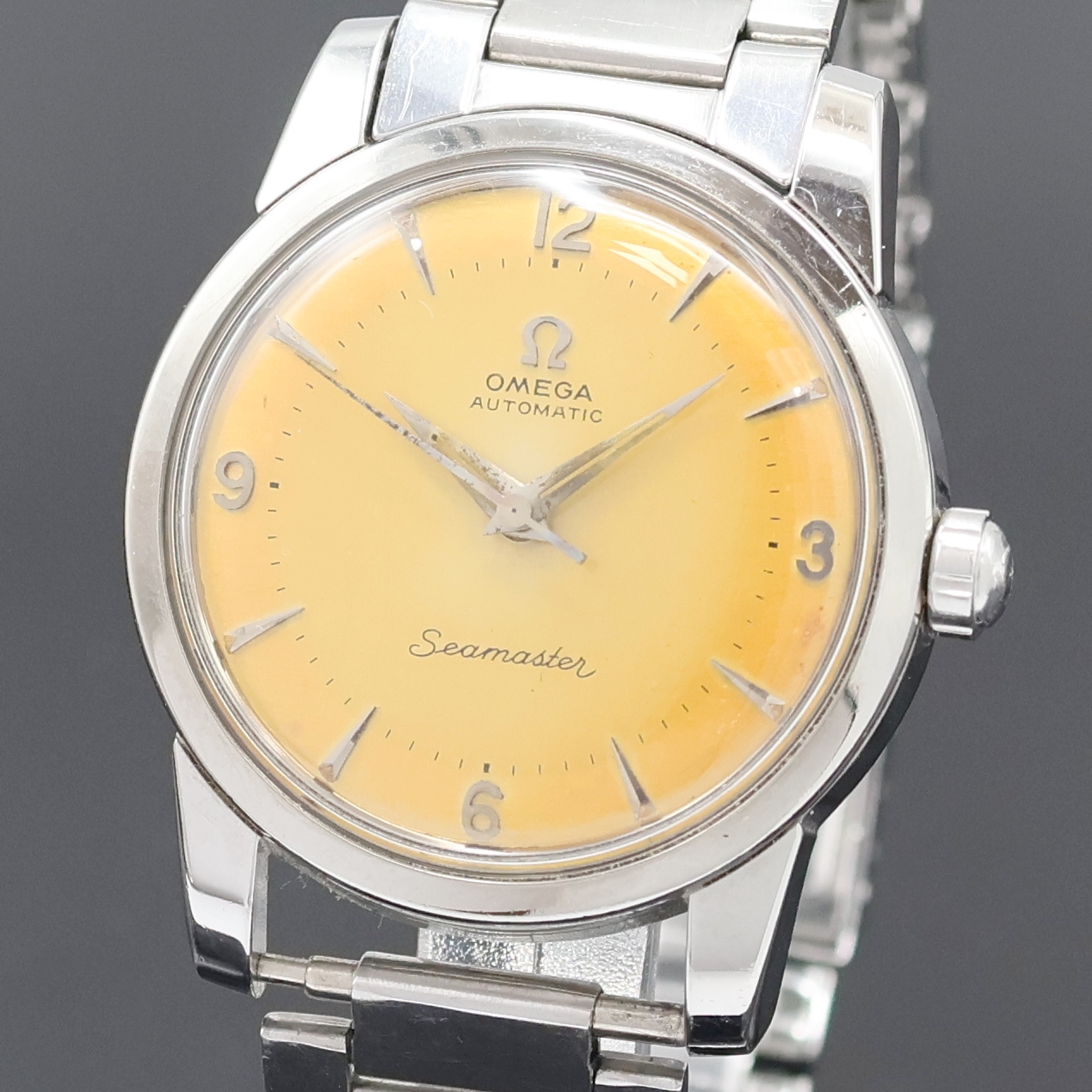 Detail a: OMEGA Seamaster Armbanduhr in Edelstahl Referenz 2846-2848 1SC, Schweiz um 1956, Automatik, 2-teil. Geh., Boden aufgedr., orig. Gliederband m. ...