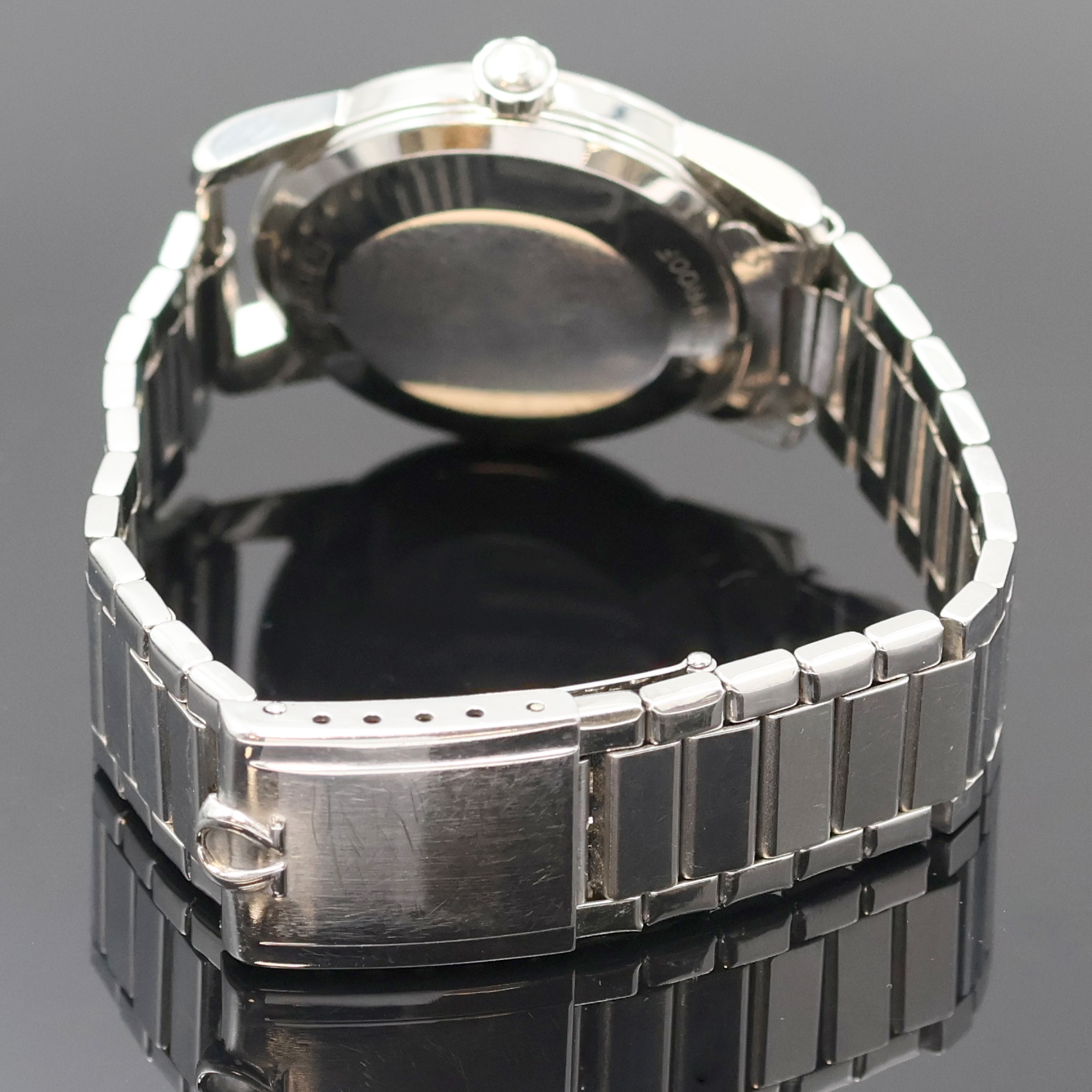 Detail b: OMEGA Seamaster Armbanduhr in Edelstahl Referenz 2846-2848 1SC, Schweiz um 1956, Automatik, 2-teil. Geh., Boden aufgedr., orig. Gliederband m. ...