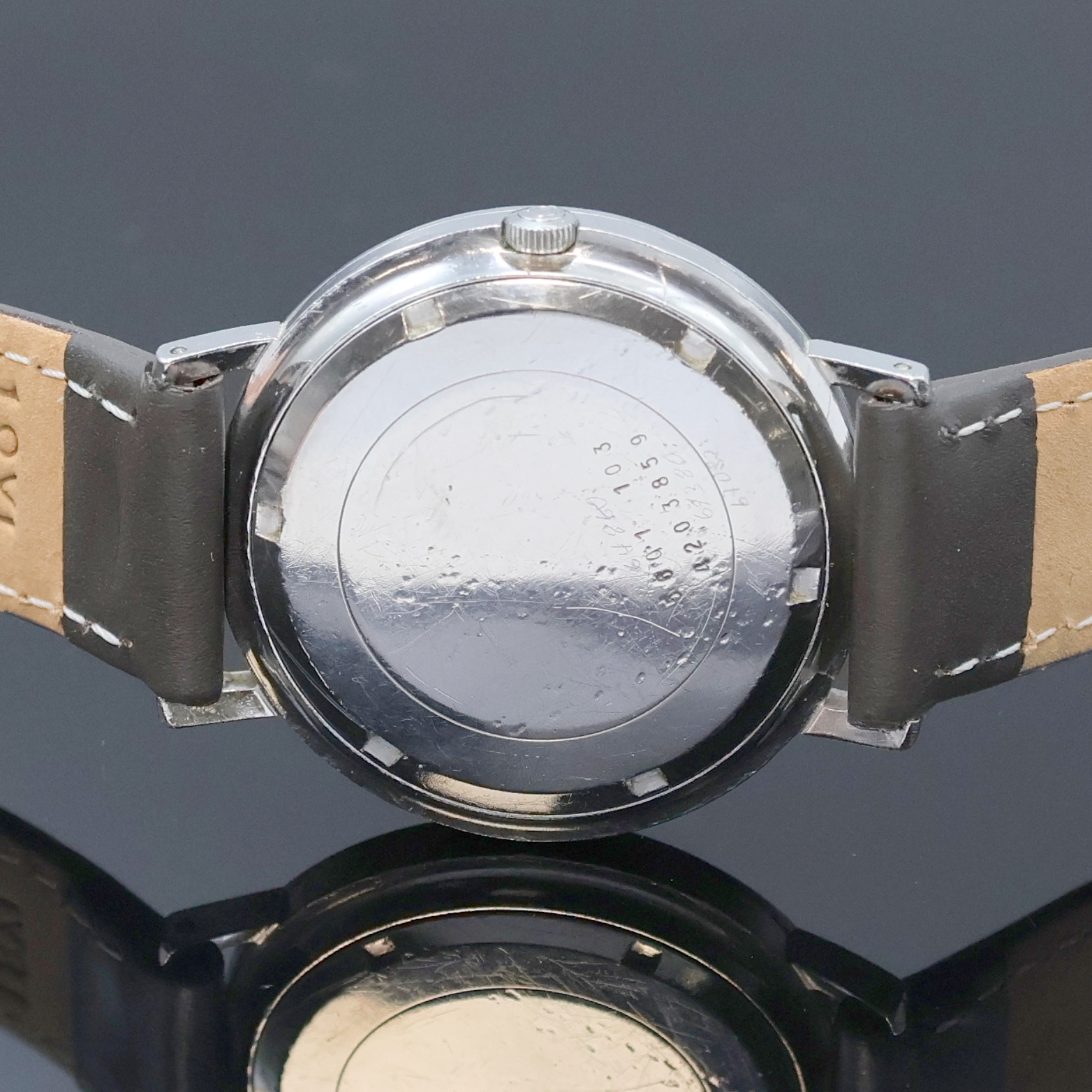 Detail c: CERTINA Blue Ribbon Armbanduhr Referenz 5601 103, Schweiz um 1965, Automatik, Edelstahlgeh., Boden verschr., orig. Krone in Geh. eingel., silb. ...
