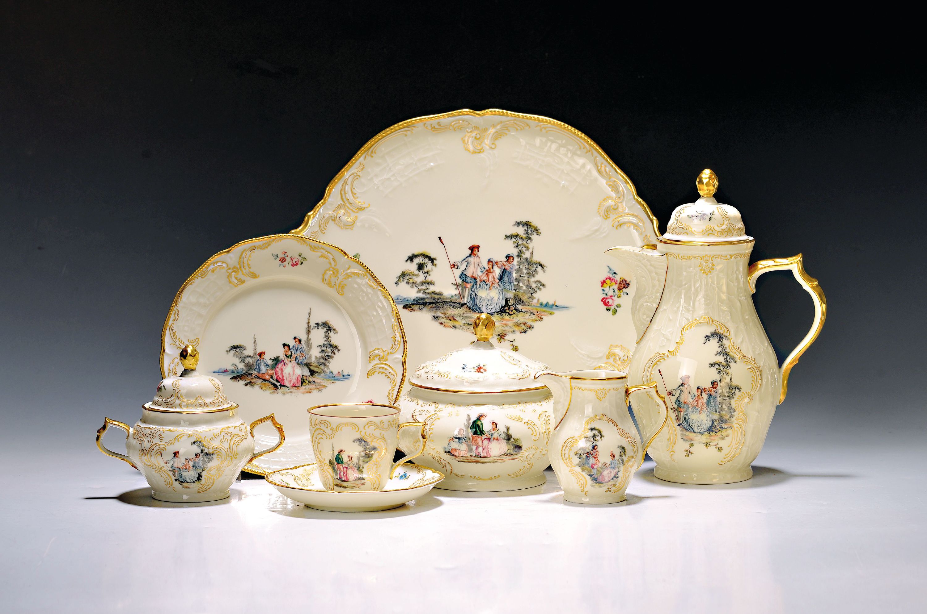 Image 27021438 - Kaffeeservice, Rosenthal classic rose collection, Modell Sanssouci, Dekor Höroldt- ...