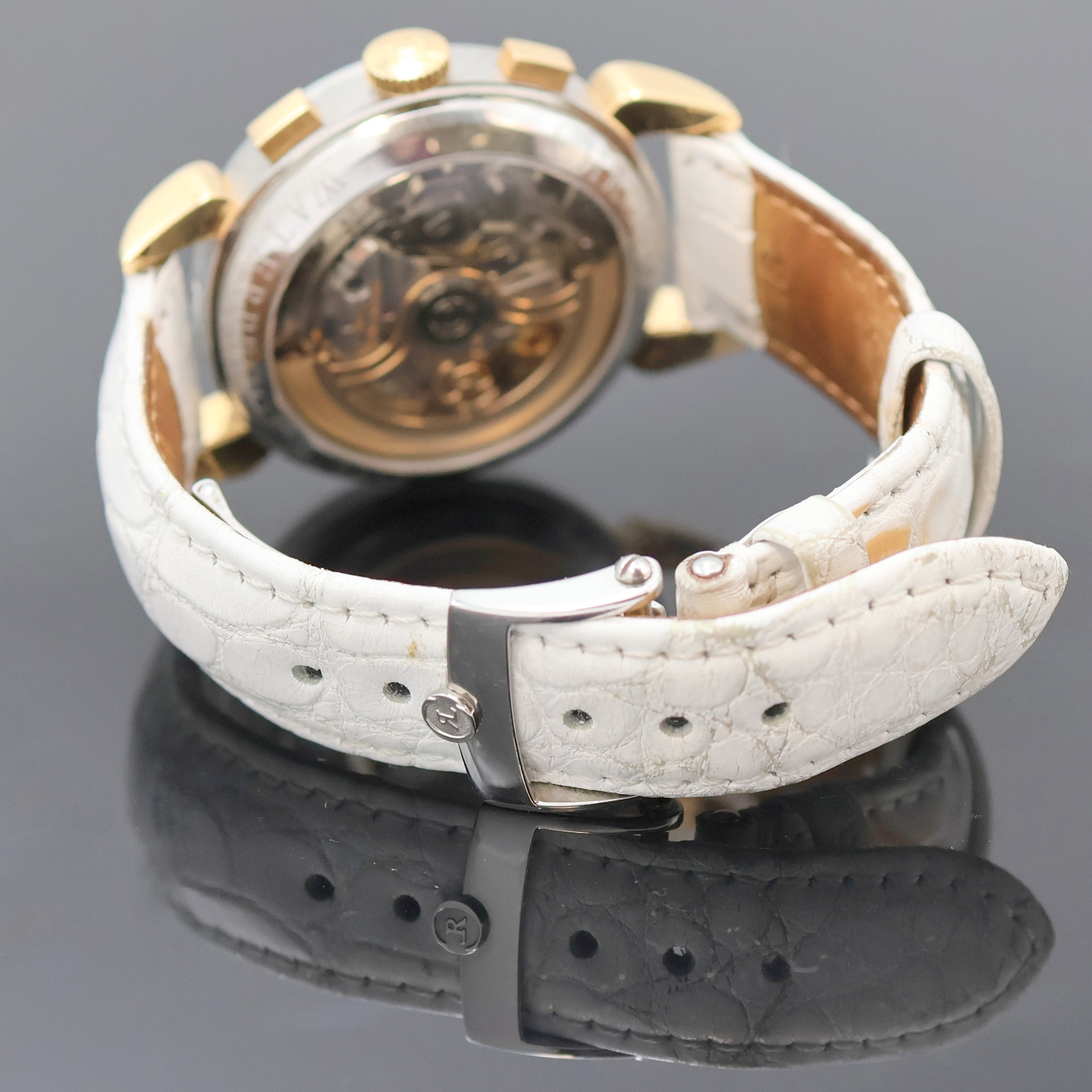 Detail c: CHRONOSWISS Klassik Armbandchronograph in Stahl/Gold Referenz CH 7404, Schweiz um 2000, Automatik, 3-tlg. Geh. m. tropfenförm. Bandanstößen, ...