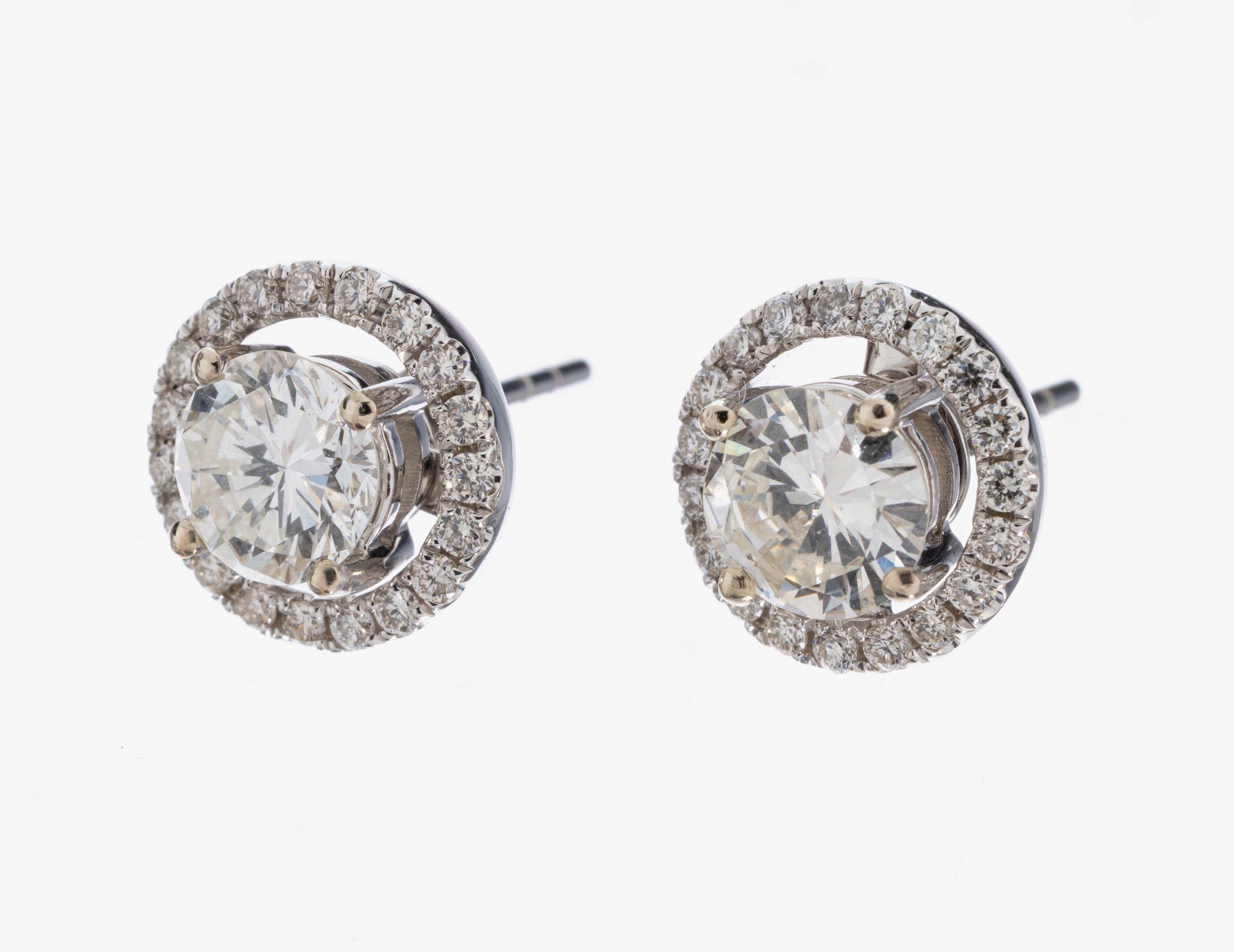 Image 27021485 - Paar 18 kt Gold Brillant-Ohrstecker, WG 750/000, 2 Brillanten zus. ca. 1.29 ct Weiß- ...
