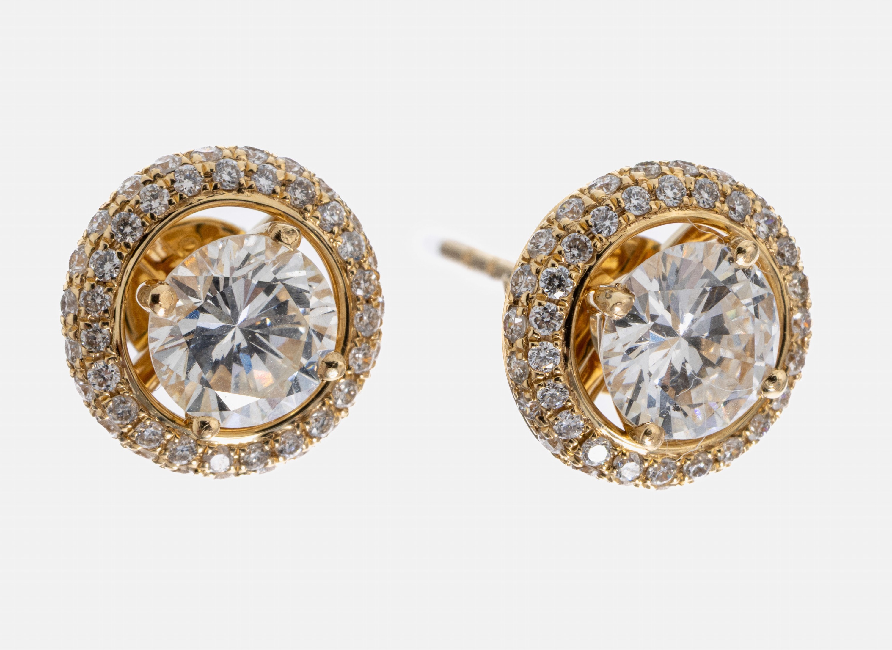 Image 27021488 - Paar 18 kt Gold Brillant-Ohrstecker, GG 750/000, 2 Brillanten zus. ca. 1.06 ct Weiß- ...