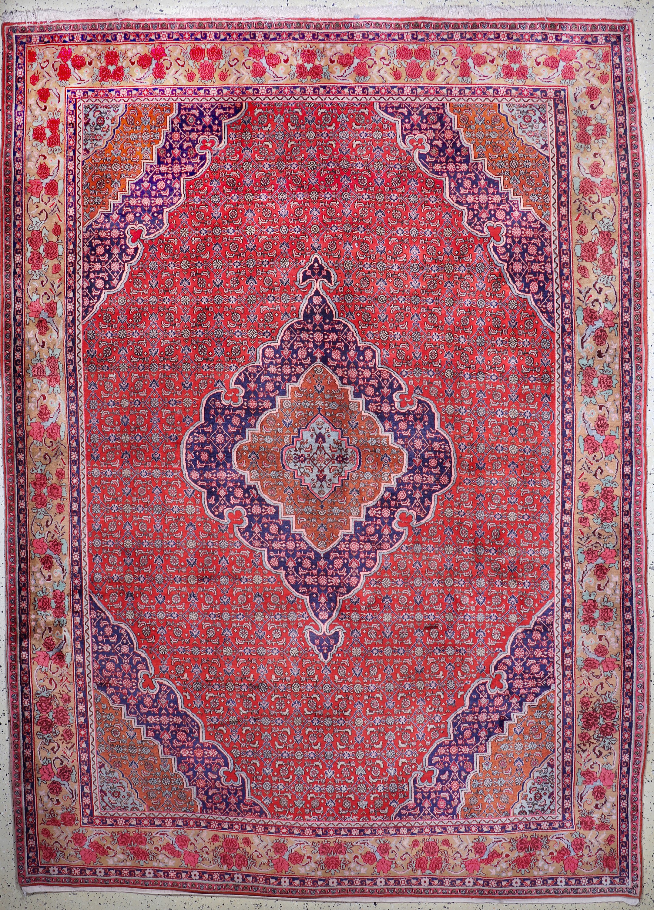 Image 27021490 - Rosenbidjar Kork fein, Persien, Mitte 20.Jhd, Korkwolle auf Baumwolle, ca. 360 x 262cm, ...