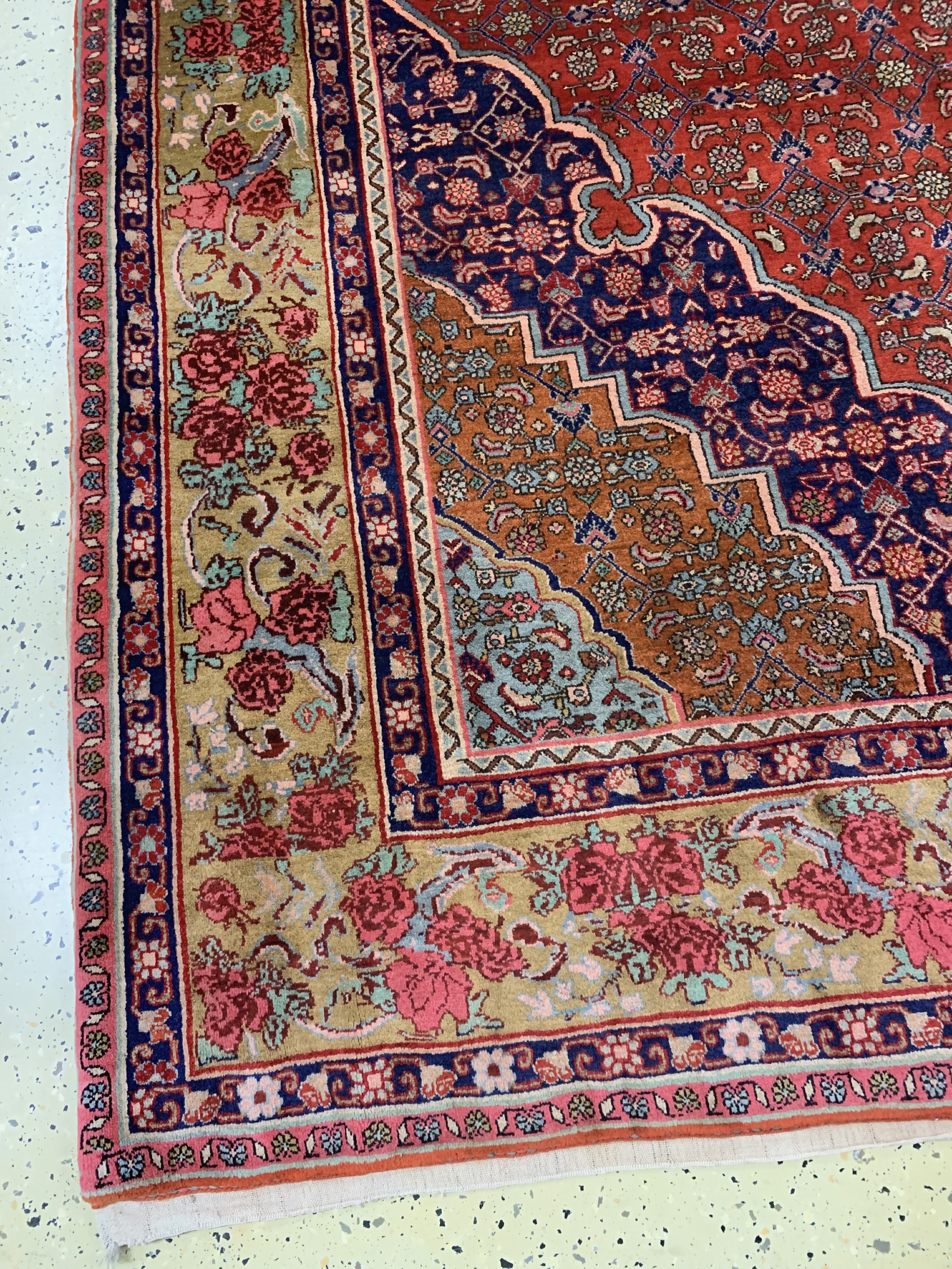 Detail c: Rosenbidjar Kork fein, Persien, Mitte 20.Jhd, Korkwolle auf Baumwolle, ca. 360 x 262cm, EHZ: 2