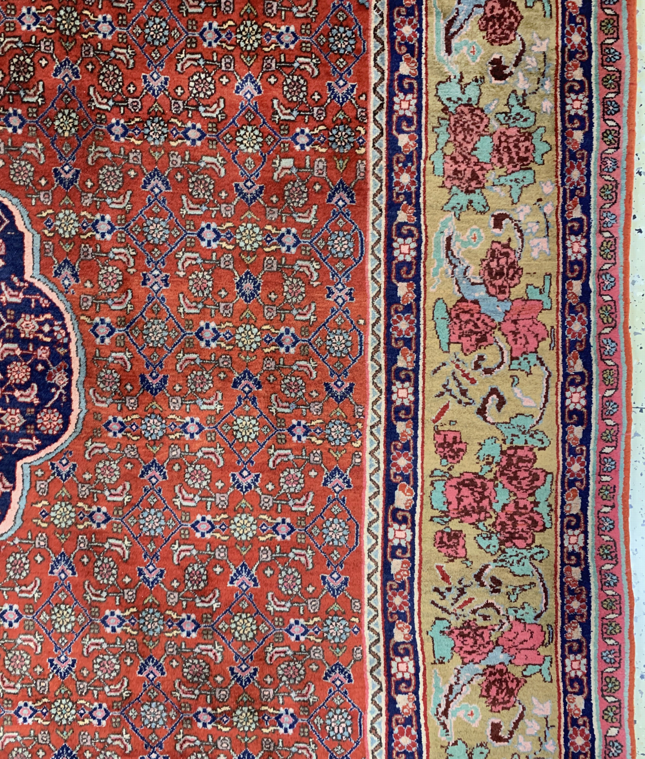 Detail f: Rosenbidjar Kork fein, Persien, Mitte 20.Jhd, Korkwolle auf Baumwolle, ca. 360 x 262cm, EHZ: 2