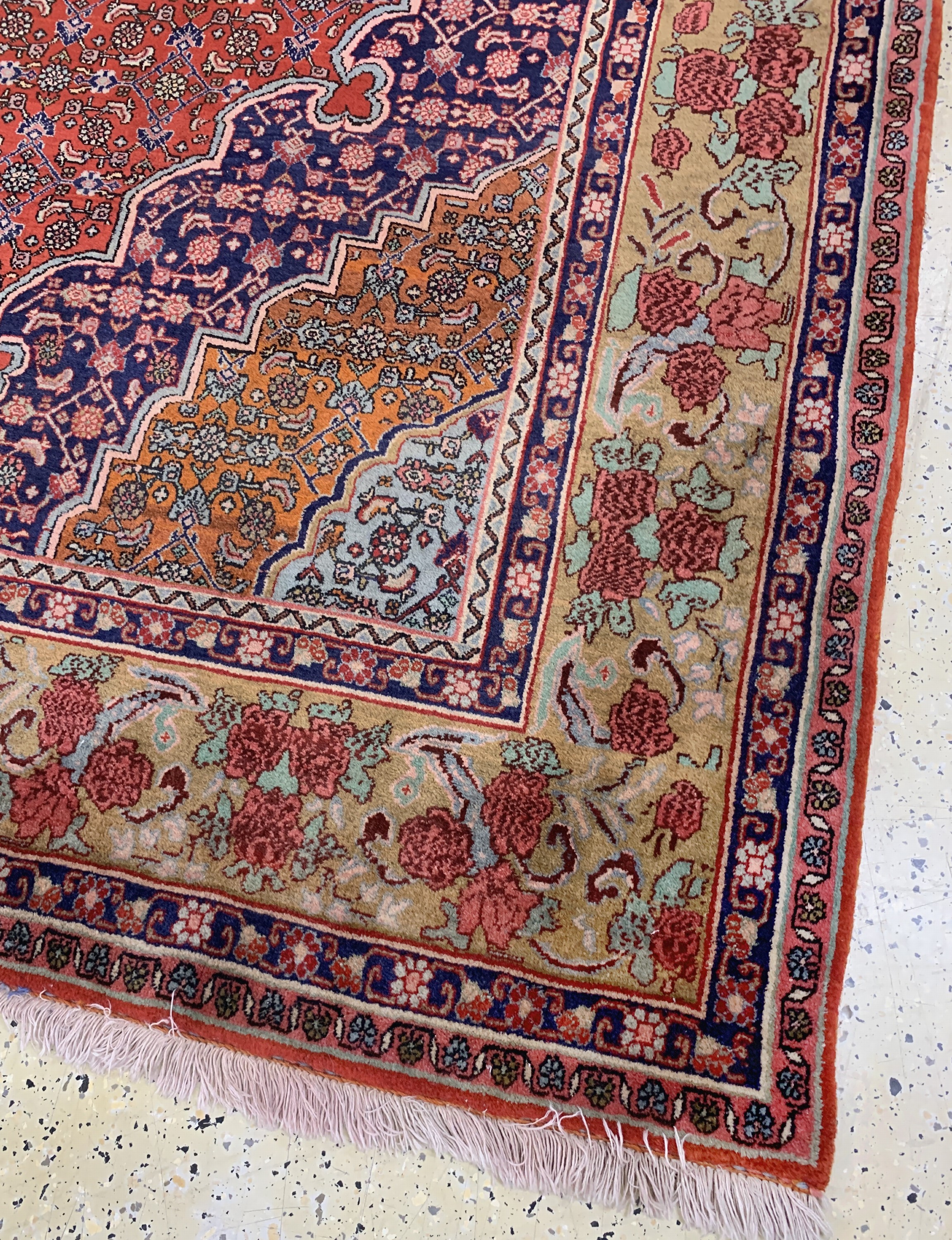 Detail g: Rosenbidjar Kork fein, Persien, Mitte 20.Jhd, Korkwolle auf Baumwolle, ca. 360 x 262cm, EHZ: 2