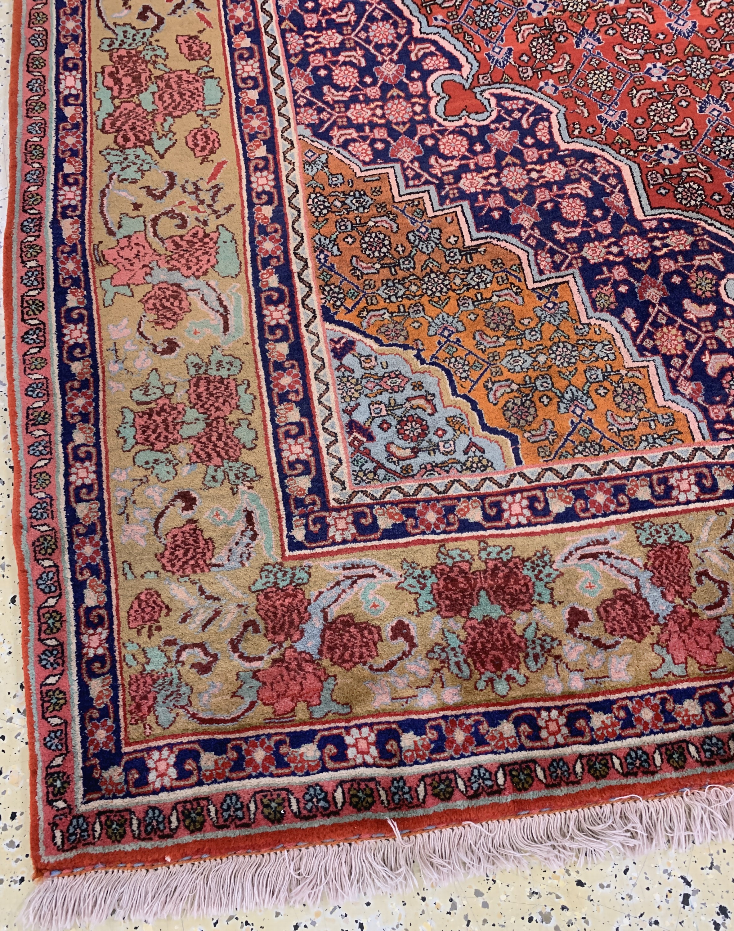 Detail i: Rosenbidjar Kork fein, Persien, Mitte 20.Jhd, Korkwolle auf Baumwolle, ca. 360 x 262cm, EHZ: 2