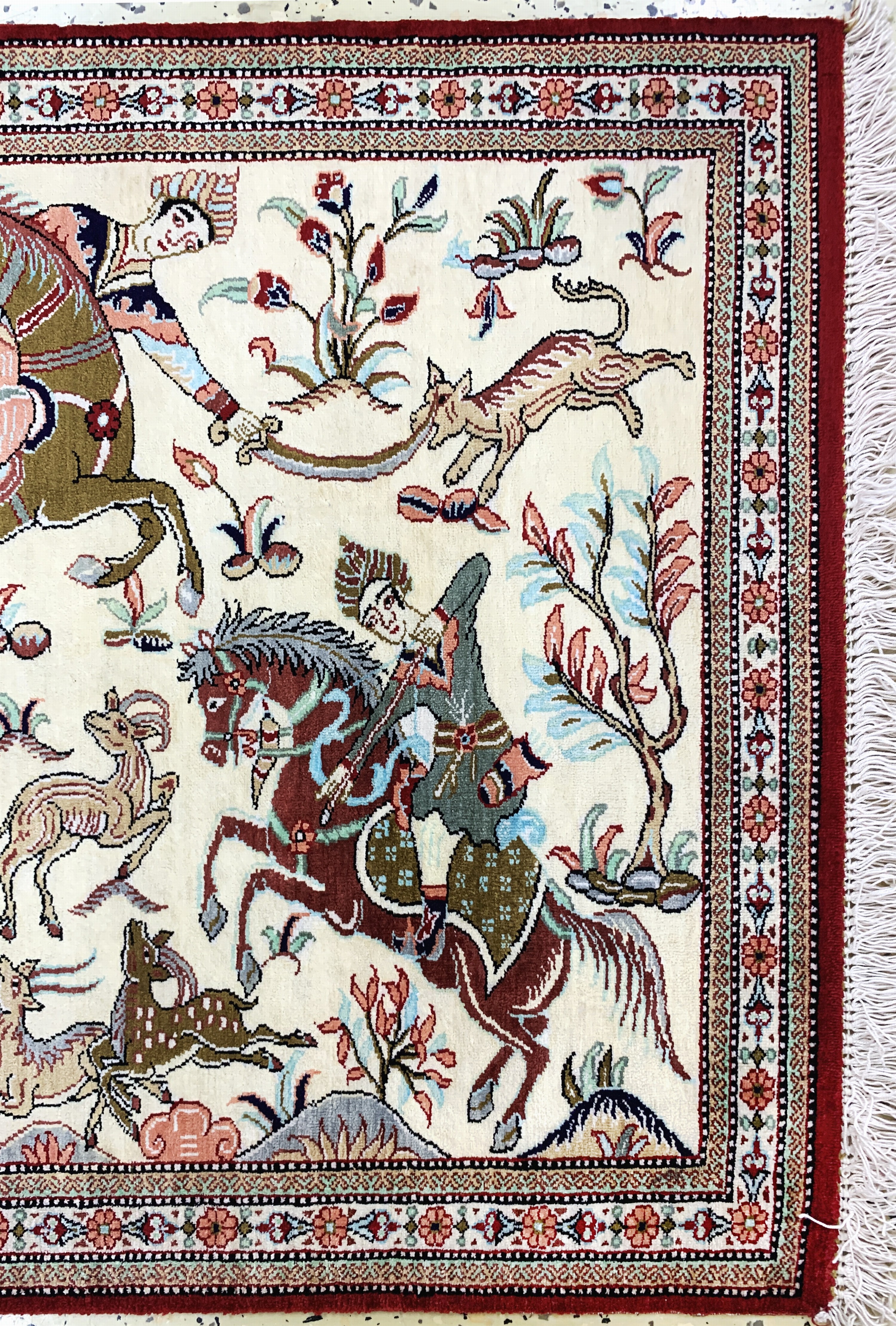 Detail a: Ghom Seide, Persien, Ende 20.Jhd, reine Naturseide, ca. 75 x 58 cm, EHZ: 2
