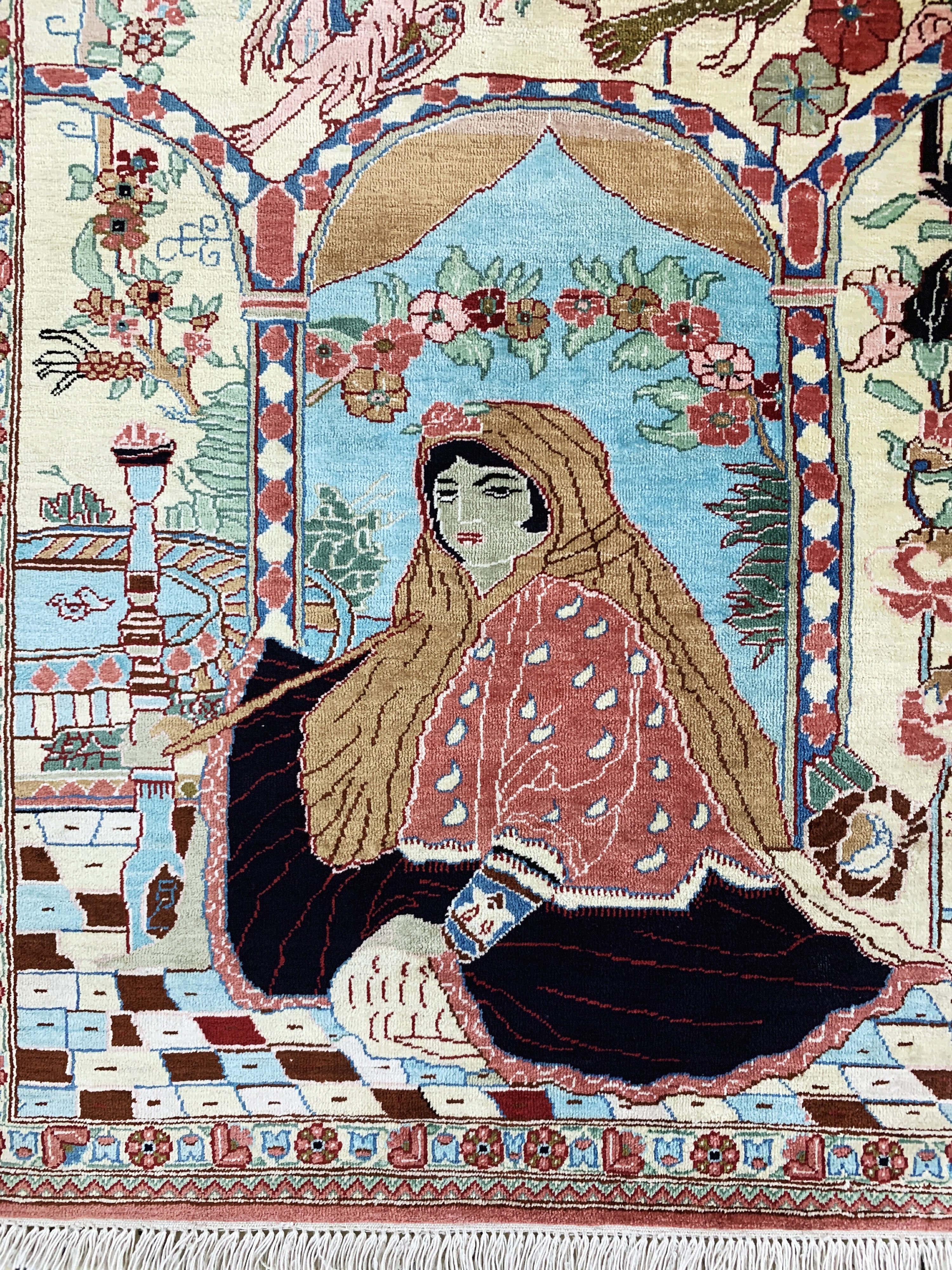 Detail b: Ghom Seide, Persien, Ende 20.Jhd, reine Naturseide, ca. 79 x 56 cm, EHZ: 2