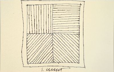 27021421k - Sol Lewitt, 1928-2007, kleine Zeichnung in Tinte auf Bütten, mittig unten sign., ...