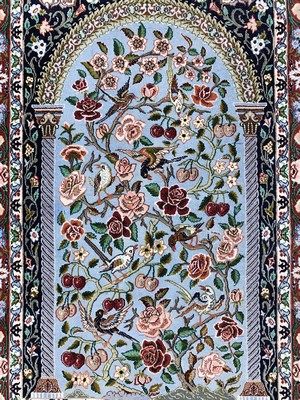 27021458b - Esfahan fein, Persien, Ende 20.Jhd., Korkwolle mit und auf Seide, ca. 120 x 80 cm, EHZ: ...