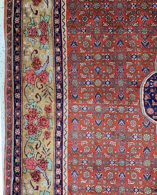 27021490d - Rosenbidjar Kork fein, Persien, Mitte 20.Jhd, Korkwolle auf Baumwolle, ca. 360 x 262cm, ...