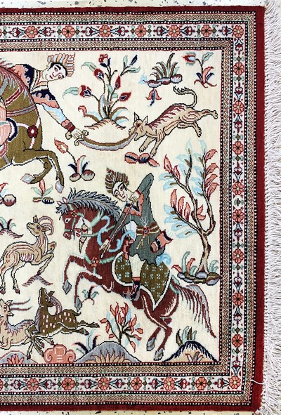 27021497a - Ghom Seide, Persien, Ende 20.Jhd, reine Naturseide, ca. 75 x 58 cm, EHZ: 2 ...