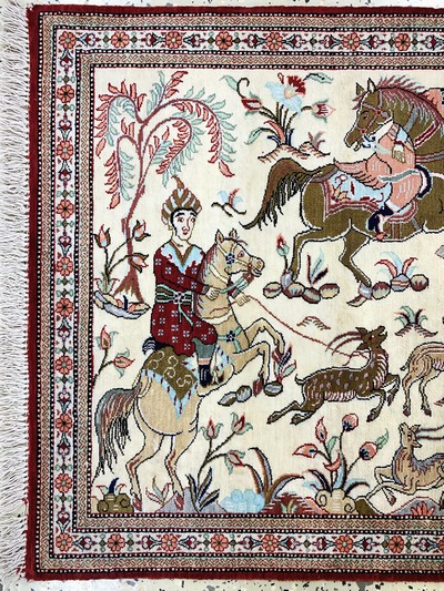 27021497b - Ghom Seide, Persien, Ende 20.Jhd, reine Naturseide, ca. 75 x 58 cm, EHZ: 2 ...