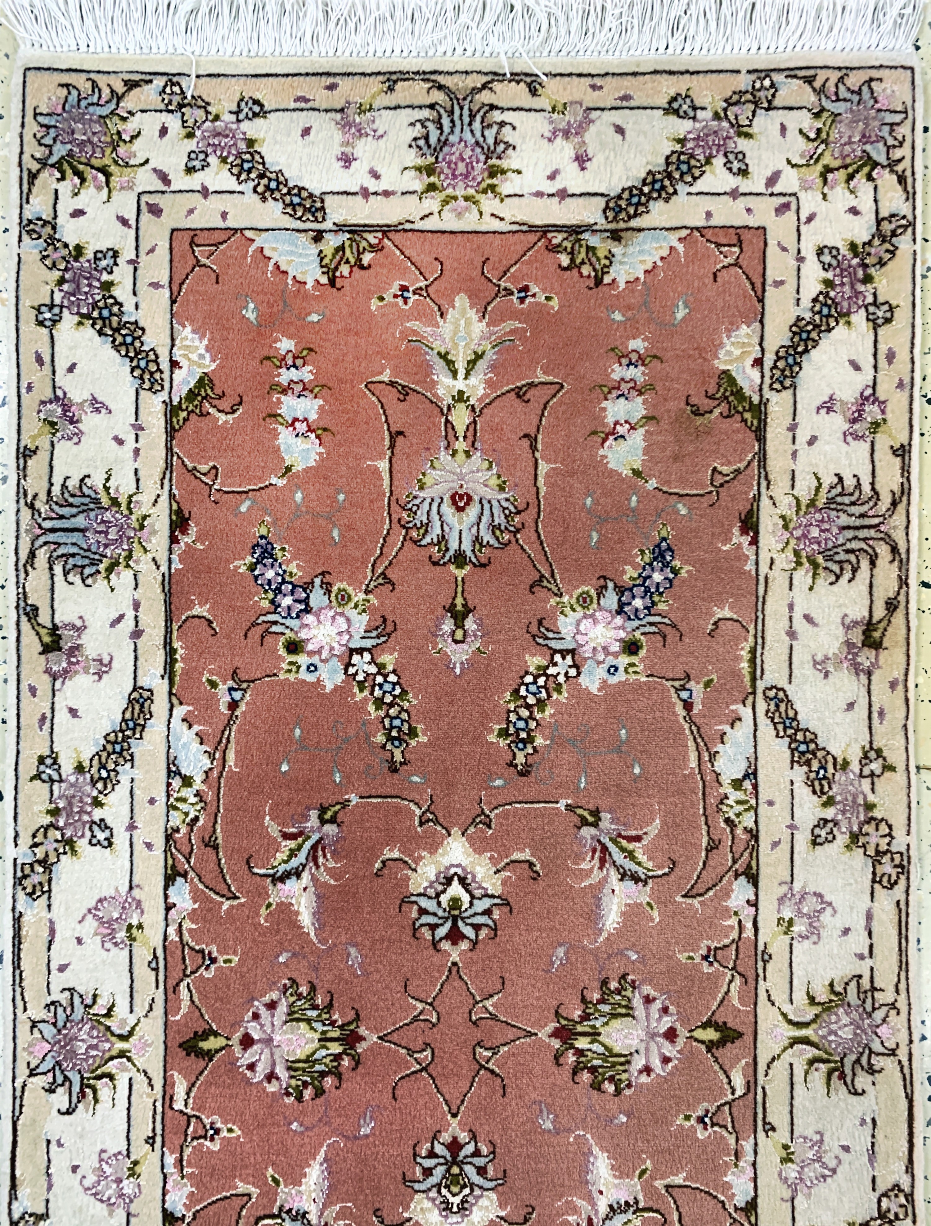 Detail a: Täbriz fein(50 Raj), Persien, Ende 20.Jhd, Korkwolle mit Seide, ca. 155 x 70 cm, ca. 500.000 Kn/qm, EHZ: 2