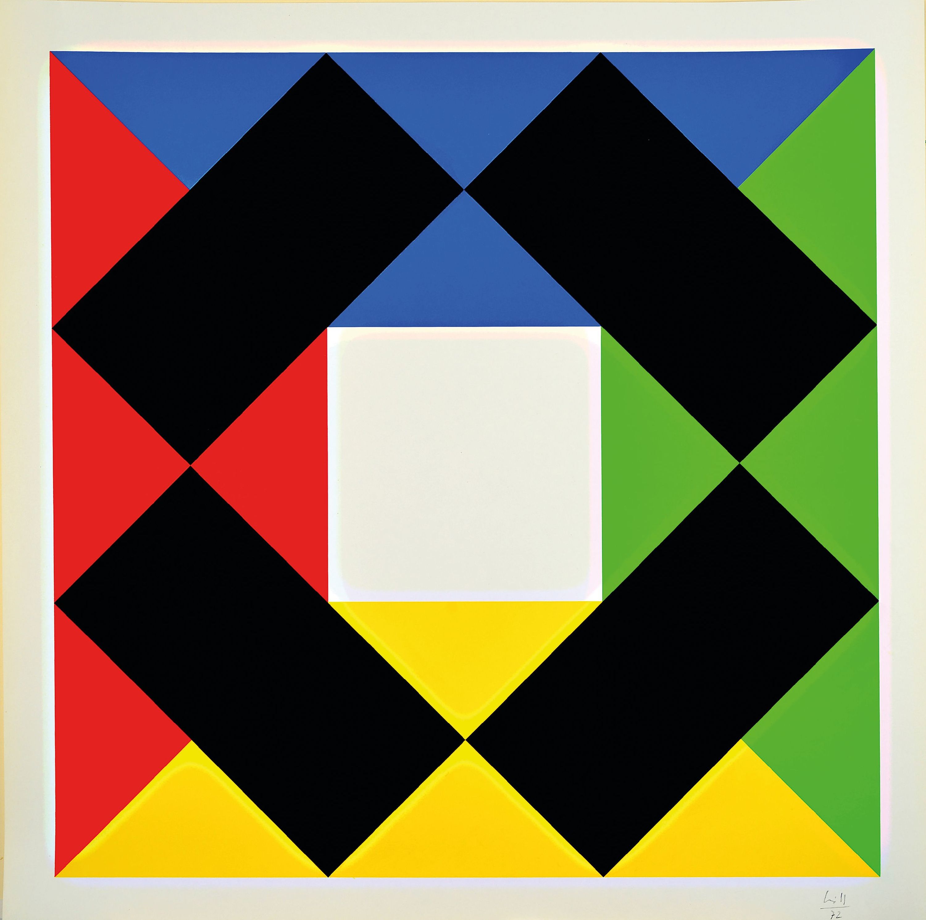 Detail k: Max Bill, 1908-1994, Siebdruck, Titel: Komposition mit leerer Mitte, handsign., dat., ca. 67x67 cm, hrsg. Galerie Thomas-München anlässlich ...