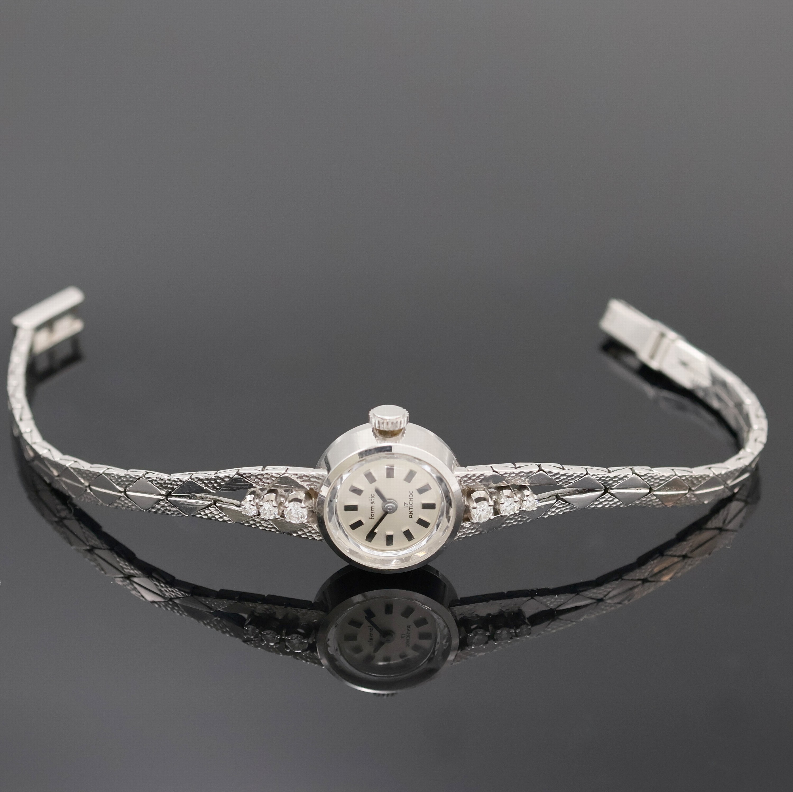 Image 27021575 - FORMATIC Damenarmbanduhr in WG 585/000, Schweiz um 1960, Handaufzug, 2-teil. Geh. inkl. ...